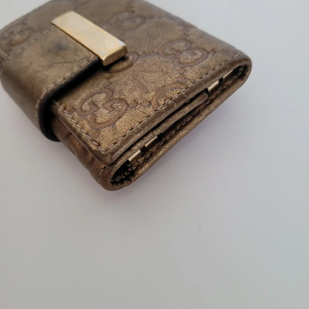 Gucci Guccissima Metallic Gold Leather 6 Ring Key Case Wallet 212098-497927